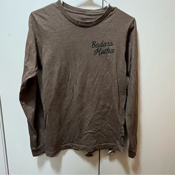 Fitted Brown ‘Badass Motha’ Long Sleeve T-Shirt - Picture 1 of 5